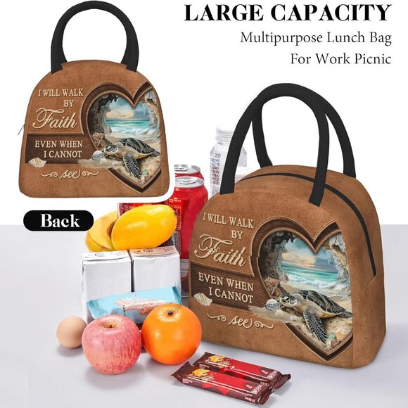 Sea Turtle Insulated Lunch Bag Reusable Cooler Tote Food Snack Container - Picture 4 of 7